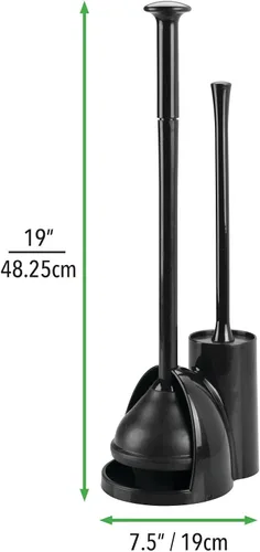 Vista 4 de mDesign Juego oculto de émbolo y cepillo para taza de inodoro - Combo con soporte - Colección Aura - Negro