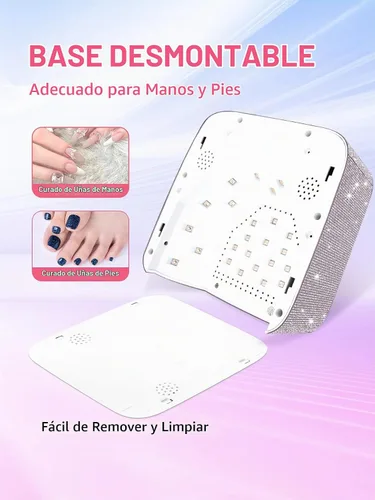 Vista 6 de Hongfa - Lámpara de uñas inalámbrica, secador de uñas LED UV recargable para esmalte de gel con pantalla LCD, sensor automático y 5 ajustes