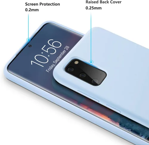 Vista 3 de Funda diseñada para Galaxy S20 de 6.2 pulgadas, goma de gel de silicona líquida a prueba de golpes, cojín de forro de tela de microfibra suave