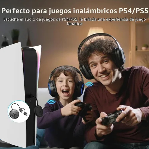 Vista 4 de AMORNO Adaptador Bluetooth USB-C para PS5, adaptador de audio Bluetooth 5.4 para PC, Plug and Play, transmisor de audio inalámbrico para auriculares