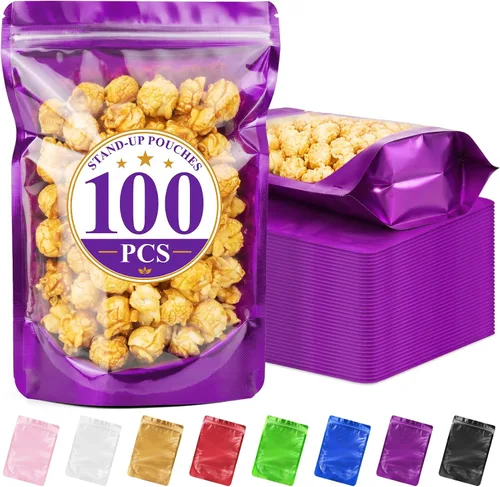 Vista 9 de ANZNKU 100PCS Mylar Bags Resealable Small Smell Proof Bags(Black, 3.5x5)
