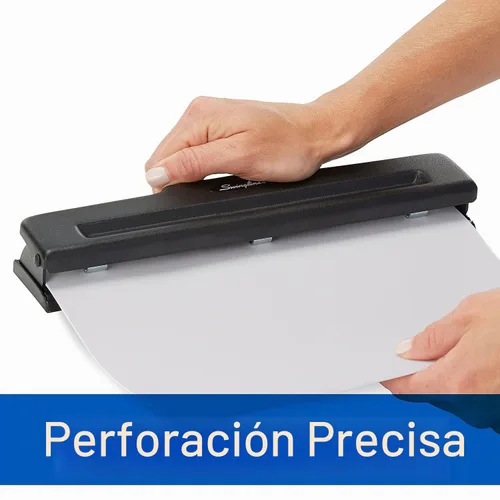 Vista 3 de Swingline Perforadora de 3 agujeros, capacidad para 10 hojas, perforadora de tres agujeros, 3 anillos, perforadora de papel ajustable de 2 a 3
