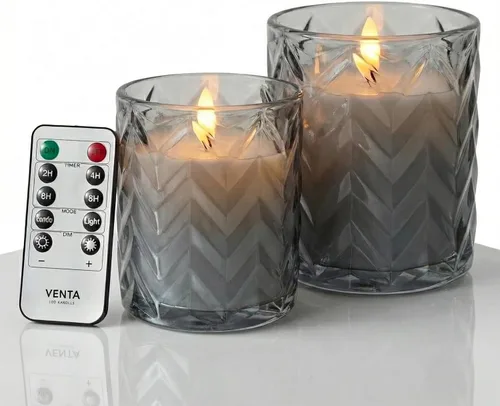Vista 13 de VENTA Juego de 3 velas de pilar de marfil cálido Velas de cera real operadas por baterías con llama parpadeante Decoración atemporal para todo