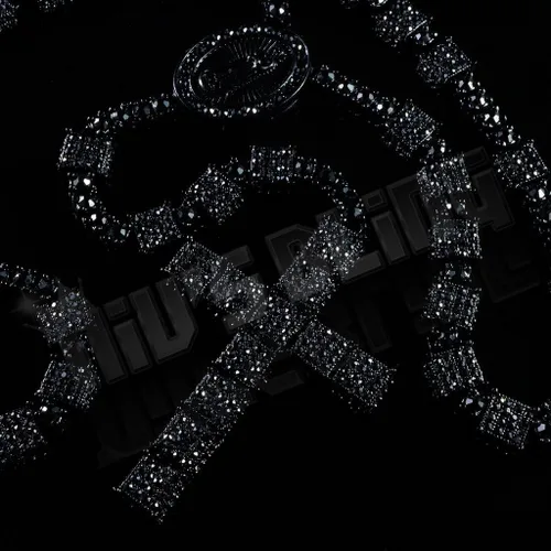Vista 3 de NIV'S BLING - Cadena de cruz de Jesús para hombres y mujeres helada con circonita cúbica Colgante y collar de rosario chapado en oro amarillo de 14