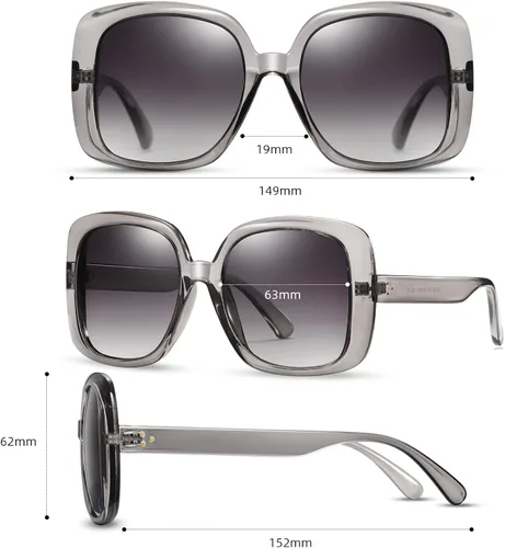 Vista 5 de WOWSUN Square Polarized Sunglasses for Women Vintage Shades