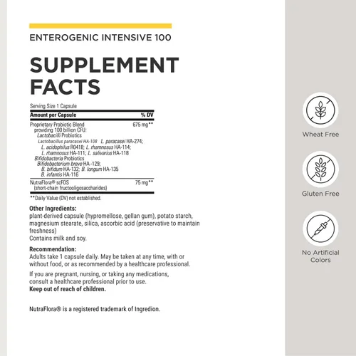 Vista 3 de Integrative Therapeutics - Enterogenic Intensive 100 - 100 mil millones UFC Probiótico de alta potencia - Varias cepas para apoyo digestivo - 30