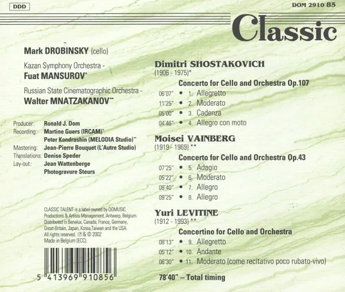Vista 2 de Shostakovich & his friends Cello concertos by Shostakovich, Vainberg, Levitine