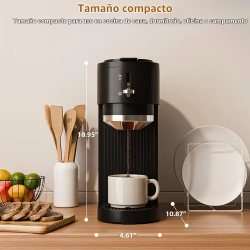 Vista 6 de COWSAR Mini cafetera de una sola porción para cápsulas K-CUP y café molido