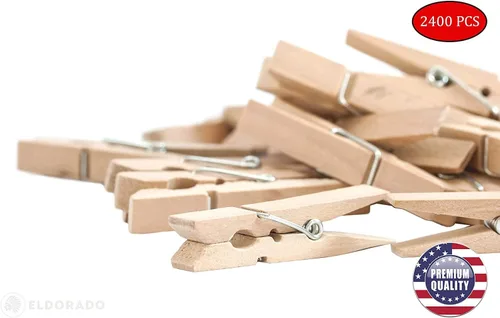 Vista 5 de Eldorado Pinzas para ropa, madera ntural estándar, a prueba de manchas, 3 pulgadas, paquete de 2400 unidades, para uso diario, ropa, toallas