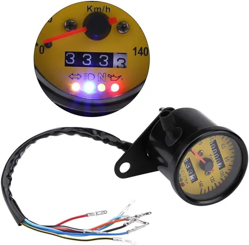 Vista 5 de Qiilu Motocicleta Velocímetro Odómetro, 2.362 in Universal Gauge - Negro