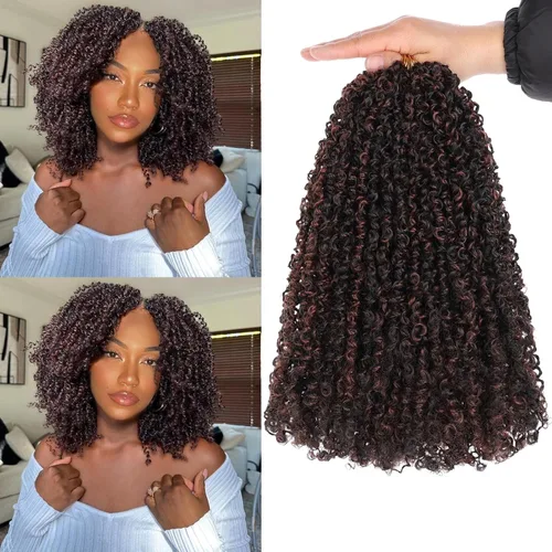 Vista 16 de Unionbeauty - Paquete de 8 trenzas de ganchillo Yanky Twist de 6 pulgadas, 8 paquetes, color negro natural, micro Passion Twist, extensiones