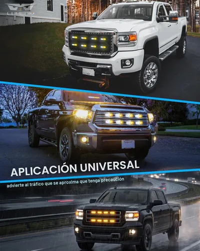 Vista 7 de LUMENIX Kit de luces intermitentes estroboscópicas de montaje en superficie LED ámbar con caja de control, 8 unidades de marcador lateral de rejilla