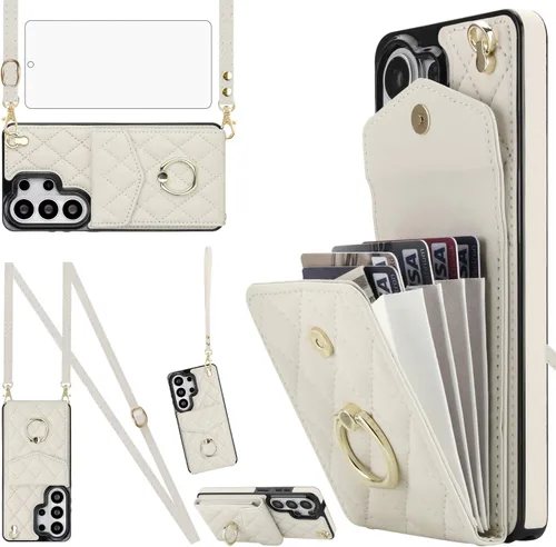 Vista 19 de Asuwish Funda de teléfono para Samsung Galaxy S26 Ultra 5G Wallet Cell Cover con protector de pantalla de vidrio templado, correa para la muñeca