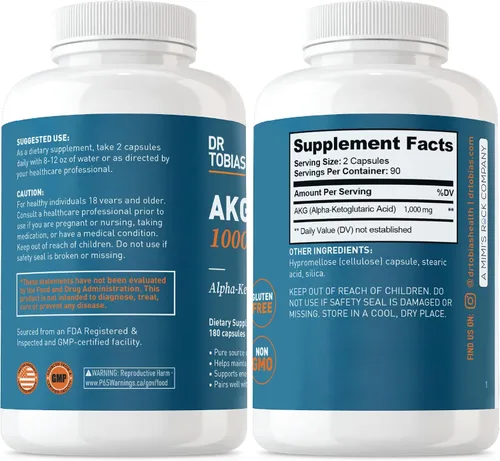 Vista 9 de Dr. Tobias Suplemento AKG y aceite de pescado Omega 3, apoya la energía celular y la salud general con AKG y Omega 3 de triple fuerza EPA y DHA, sin