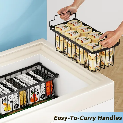 Vista 5 de 4 paquetes de contenedores organizadores para congelador (14.6''L X 7.1''W X 5.2''H) Adecuados para congeladores horizontales de 5-7 pies cúbicos.