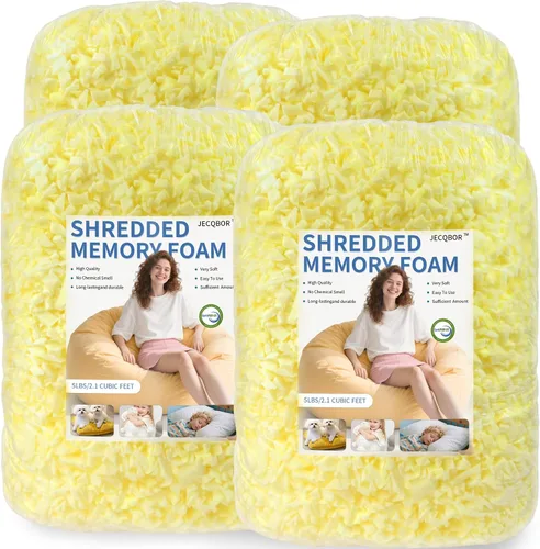Vista 8 de Relleno de puf, relleno de espuma viscoelástica triturada de 5 libras, relleno de almohada suave para sofá, cojín, animales de peluche, cama