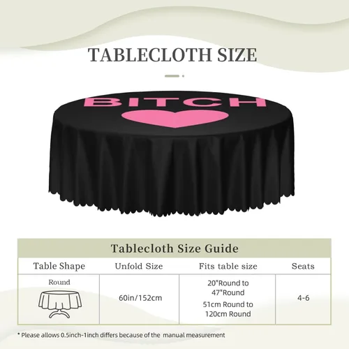 Vista 7 de Mantel redondo de encaje con diseño de corazón de perra de 60 pulgadas para comedor, lavable, para vacaciones, hogar, picnic, fiesta, boda, bufé