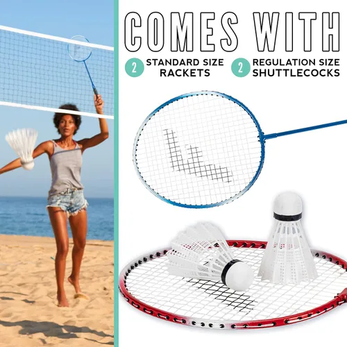 Vista 2 de Franklin Sports Badminton Racket + Birdie Set - Replacement Badminton Equipment for Kids + Adults - 2 Player - 4 Player Badminton Racket Sets Rojo