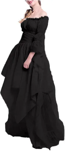 Vista 2 de Ropa gótica para mujer, vestido gótico para mujer, vestidos vintage, vestido de máscaras, vestido largo hasta el suelo, renacentista