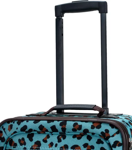 Vista 9 de Rockland Jungle Softside Juego de maletas verticales, Azul Leopard), F125
