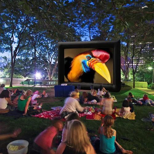 Vista 4 de Pantalla de proyector de película inflable de 16 pies, pantalla de proyector para interiores y exteriores con bolsa de transporte para proyección