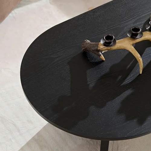 Vista 7 de KEVINSPACE W39.37 Mesa de centro ovalada para sala de estar Casa Moderna Mesa de café con diseño Patas de mesa de centro de madera Mesa de té 39.37