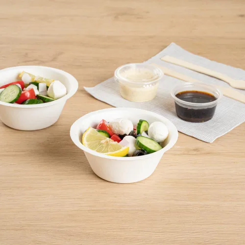 Vista 3 de Restaurantware Pulp Safe - Tazones de ensalada de 8 onzas, sin PFAS añadidos, 100 cuencos desechables – Tapas se venden por separado cuencos
