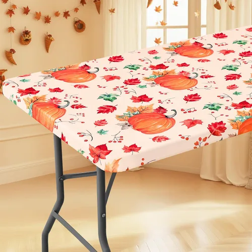 Vista 61 de Moosfor - Mantel elástico de elastano para mesa rectangular de 4 pies, manteles ajustables para picnic, funda estirable y lavable para mesa de patio