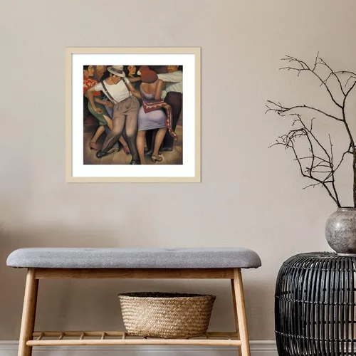 Vista 5 de Amanti Art Latino Jazz por Gary Kelley - Lienzo decorativo enmarcado en madera (21 pulgadas de ancho x 21 pulgadas de alto), marco natural esbelto