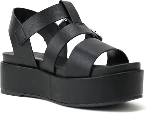 Vista 4 de Soda DRIFTER Women Flatform Multi Strap Double Buckle Open Toe Ankle Strap Platform Wedge Sandals