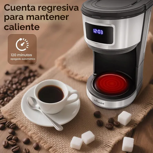 Vista 4 de Cafetera programable de goteo de 12 tazas, cafetera con pantalla táctil... Negro
