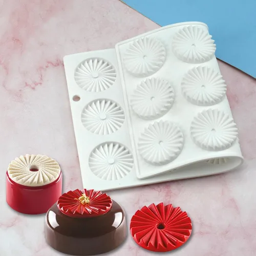 Vista 4 de Molde redondo de silicona con forma de engranaje, molde de decoración de chocolate, moldes de mousse para tartas, accesorios para hornear