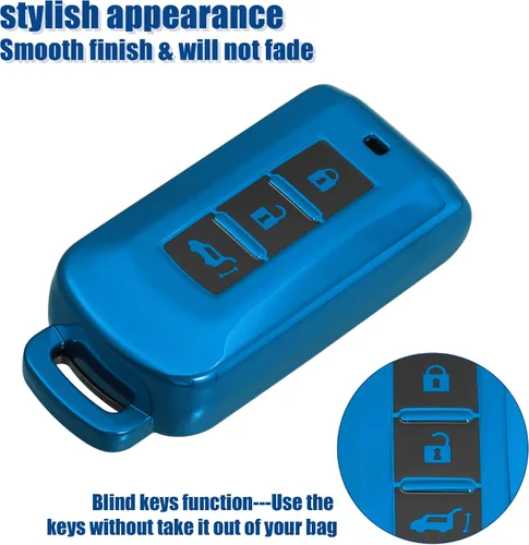 Vista 5 de ACROPIX Funda para llavero de TPU para Mitsubishi Outlander, paquete de 1, color azul