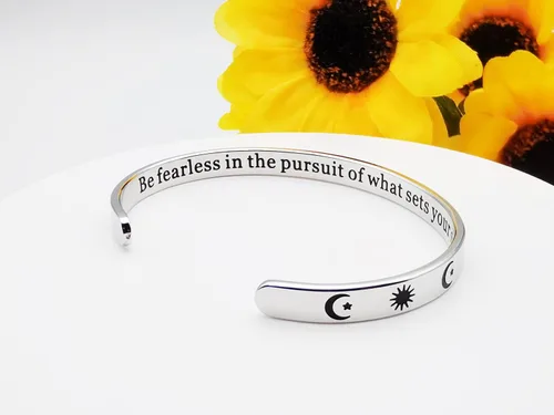Vista 278 de Pulseras inspiradoras para mujer, joyería de acero inoxidable, con refranes, pulsera motivacional con mensaje oculto, pulseras grabadas para mejor