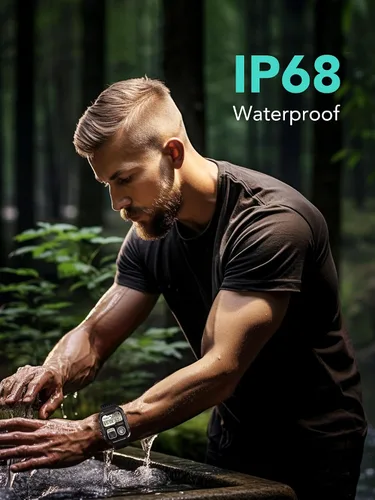 Vista 7 de SKG Reloj inteligente para hombres y mujeres, reloj inteligente militar de 1.8 pulgadas para Android iPhone con Alexa integrado, IP68 impermeable