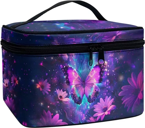 Vista 12 de Flashideas Bolsa de maquillaje para cosméticos Almacenamiento vertical Bolsa de maquillaje de viaje de gran capacidad, Caballo Azteca 1