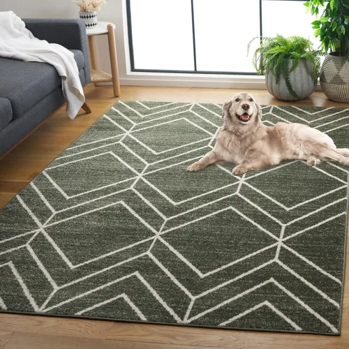 Vista 84 de SAFAVIEH Adirondack Collection - Alfombra decorativa, 2 x 3 pies, color negro y marfil, diseño geométrico moderno, no desprende pelusa y de fácil