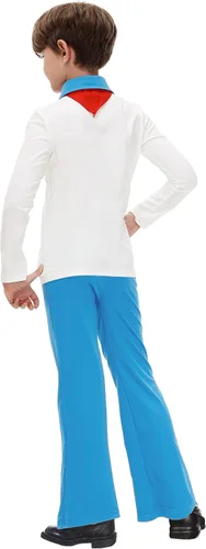 Vista 6 de Remimi Disfraz de Halloween para niños, conjunto de camisa y pantalones con bufanda roja, de 3 a 14 años
