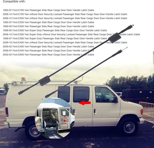 Vista 4 de Kit de reparación de cable de puerta con 8 extremos compatible con Ford F-Series E-Series Ranger Expedition Excursion Navigator, manija de bloqueo