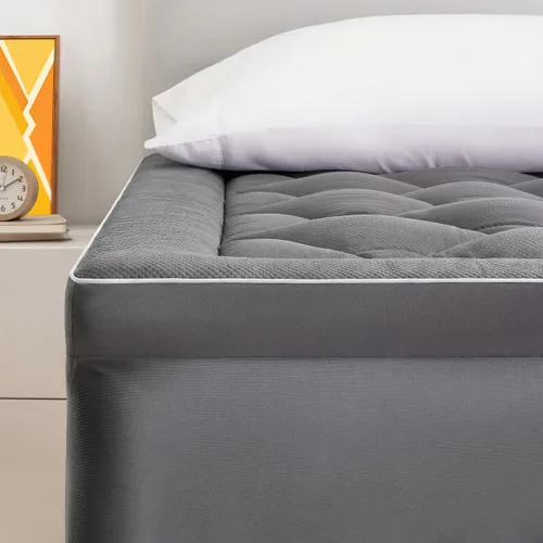 Vista 6 de SLEEP ZONE - Cubrecolchón extragrueso individual para dolor de espalda, funda de colchón de felpa transpirable y gruesa, cubrecama suave con relleno