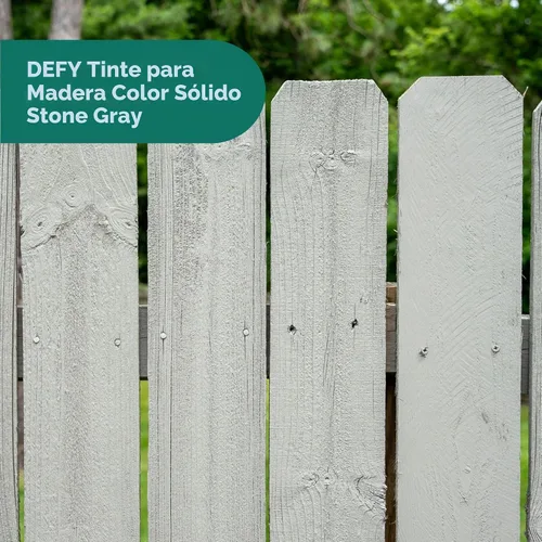 Vista 4 de DEFY Tinte de madera de color sólido - Piedra gris, 1 galón - Pintura duradera para terrazas y cercas de madera – Resistente a los rayos UV, pintura