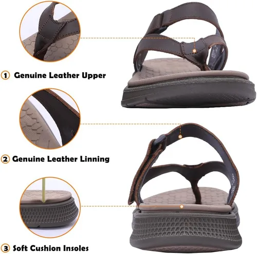 Vista 2 de MGGMOKAY Sandalias ligeras de cuero para hombre con soporte de arco