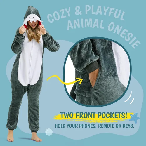 Vista 5 de Pijama de animal para adultos, disfraces de Halloween para mujeres, hombres, parejas, pijamas de Halloween, cosplay, mameluco de animales