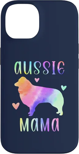 Vista 4 de iPhone 16 Aussie Mama Australian Shepherd Mom Rainbow Watercolor Case