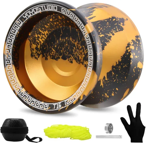 Vista 11 de YOYOSTUDIO Yoyo P1 Crystal Black & T16 Negro Verde Púrpura, Yoyos profesionales de doble propósito, paquete de 2, Yoyo sensible para niños de 8 a 12