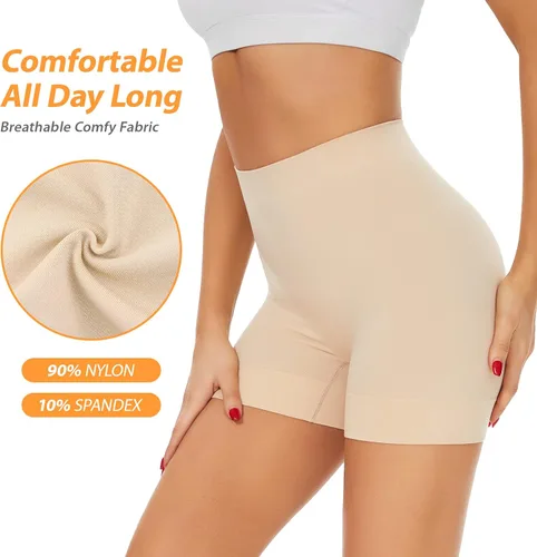 Vista 4 de BESTENA Pantalones cortos sin costuras suaves para debajo del vestido, adelgazantes, pantalones cortos moldeadores