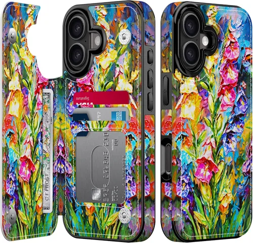 Vista 83 de FUNMIKO Funda tipo cartera para iPhone 15 con tarjetero + clip para efectivo, bloqueo RFID, protección contra caídas de grado militar y obras