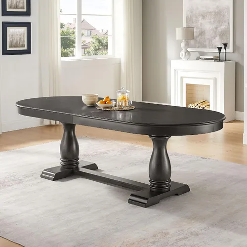 Vista 14 de JUSTONE Mesa de comedor redonda de 47.2'' para 4 personas, mesa de cocina moderna de madera con diseño de rejilla circular base de pedestal, mesa