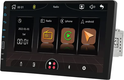 Vista 9 de UNITOPSCI 9 pulgadas único DIN inalámbrico Apple CarPlay Android Auto coche estéreo pantalla táctil Bluetooth FM receptor de radio de coche espejo
