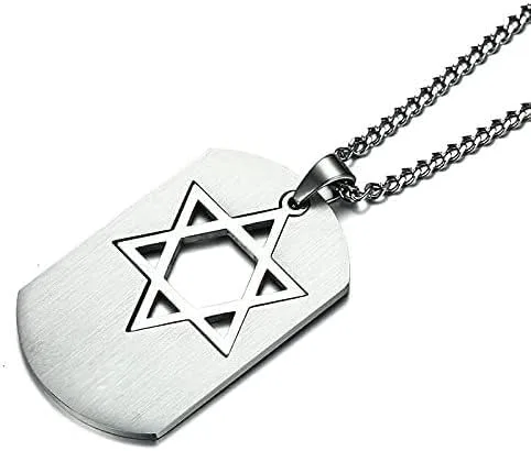 Vista 5 de Collar con colgante de estrella de David para hombre, collar de amuleto de estrella de David de seis puntas con símbolo de estrella de David